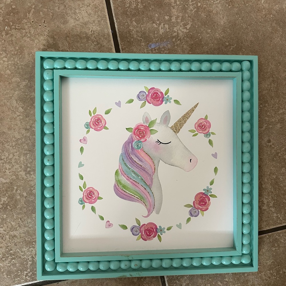 Hobby Lobby Unicorn Art with Turquoise Frame